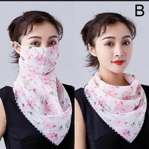 Pink Flowers Scarf Mask
